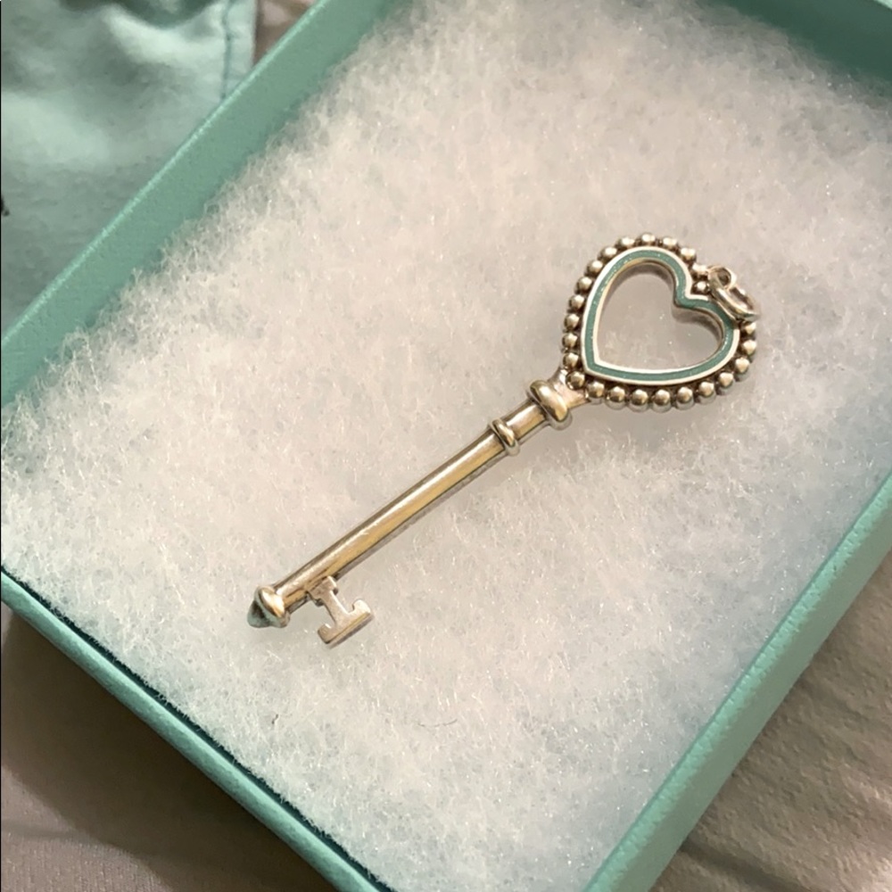 Tiffany & Co beaded heart key pendant